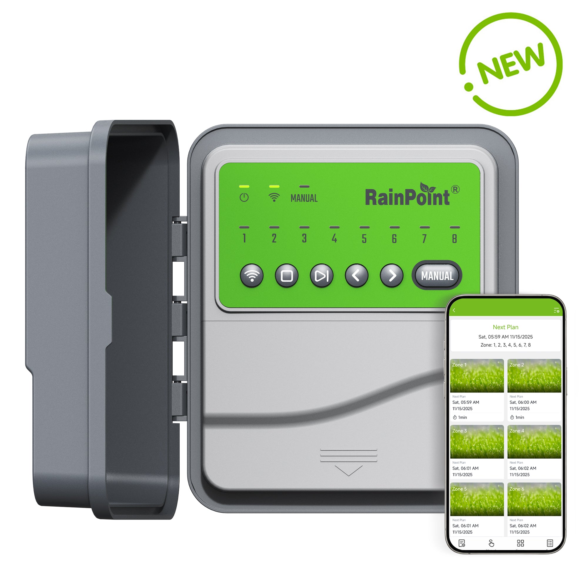 RainPoint 8-Zone Smart Irrigation Controller – WiFi App, Perfect for Lawn, Garden, and Yard