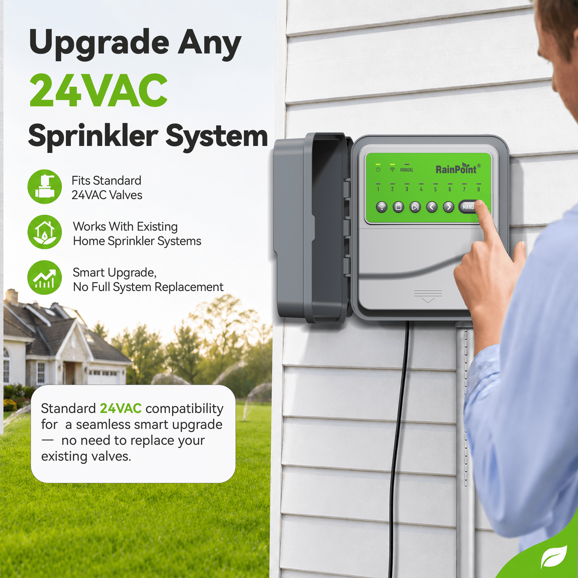 RainPoint 8-Zone Smart Irrigation Controller – WiFi App, Perfect for Lawn, Garden, and Yard