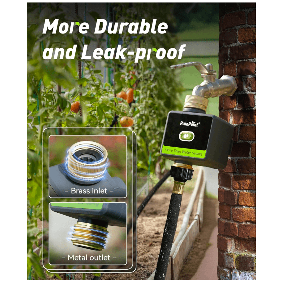 RAINPOINT Smart Water Timer with Brass Inlet & Outlet (Not Include Gateway)