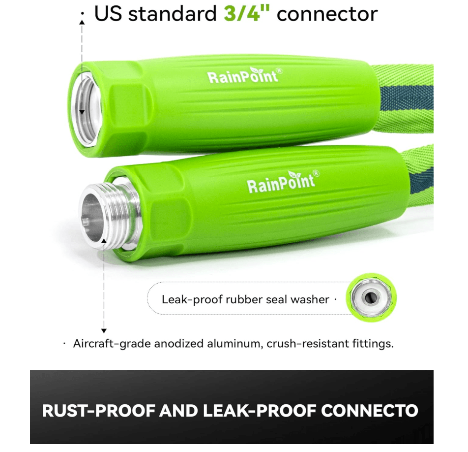 RAINPOINT Garden Hose 25FT, 3/4" Fittings