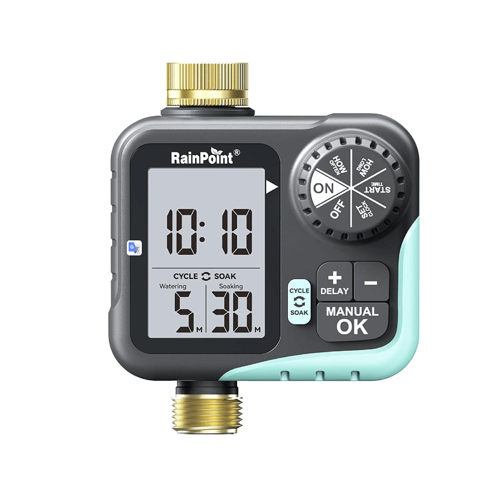 RAINPOINT Sprinkler Timer for Garden Hose - Hose Timer with Cycle &amp; Soak, Brass Inlet