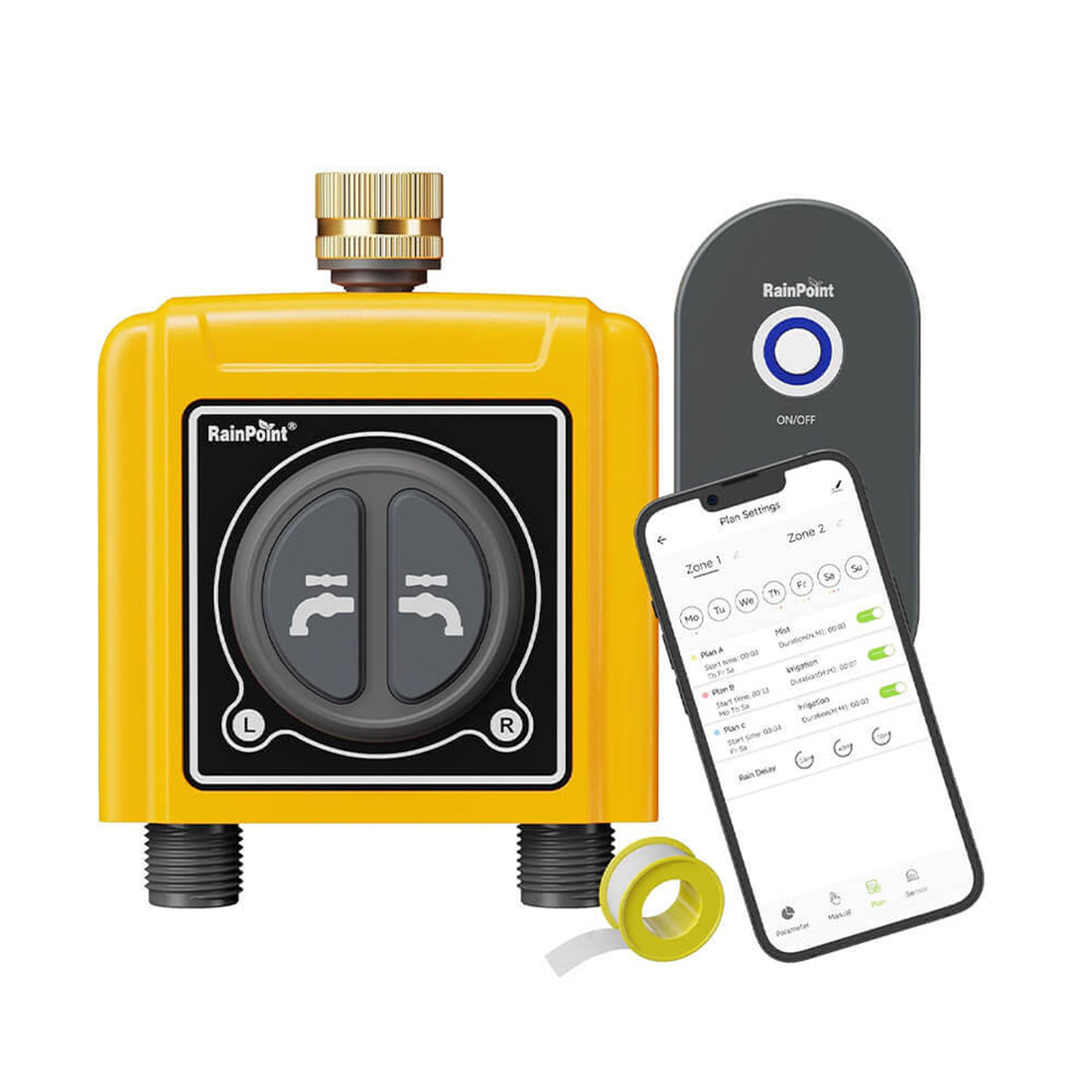 RainPoint Sprinkler Timer WiFi Water Timer with Brass Inlet, APP & Voice Control