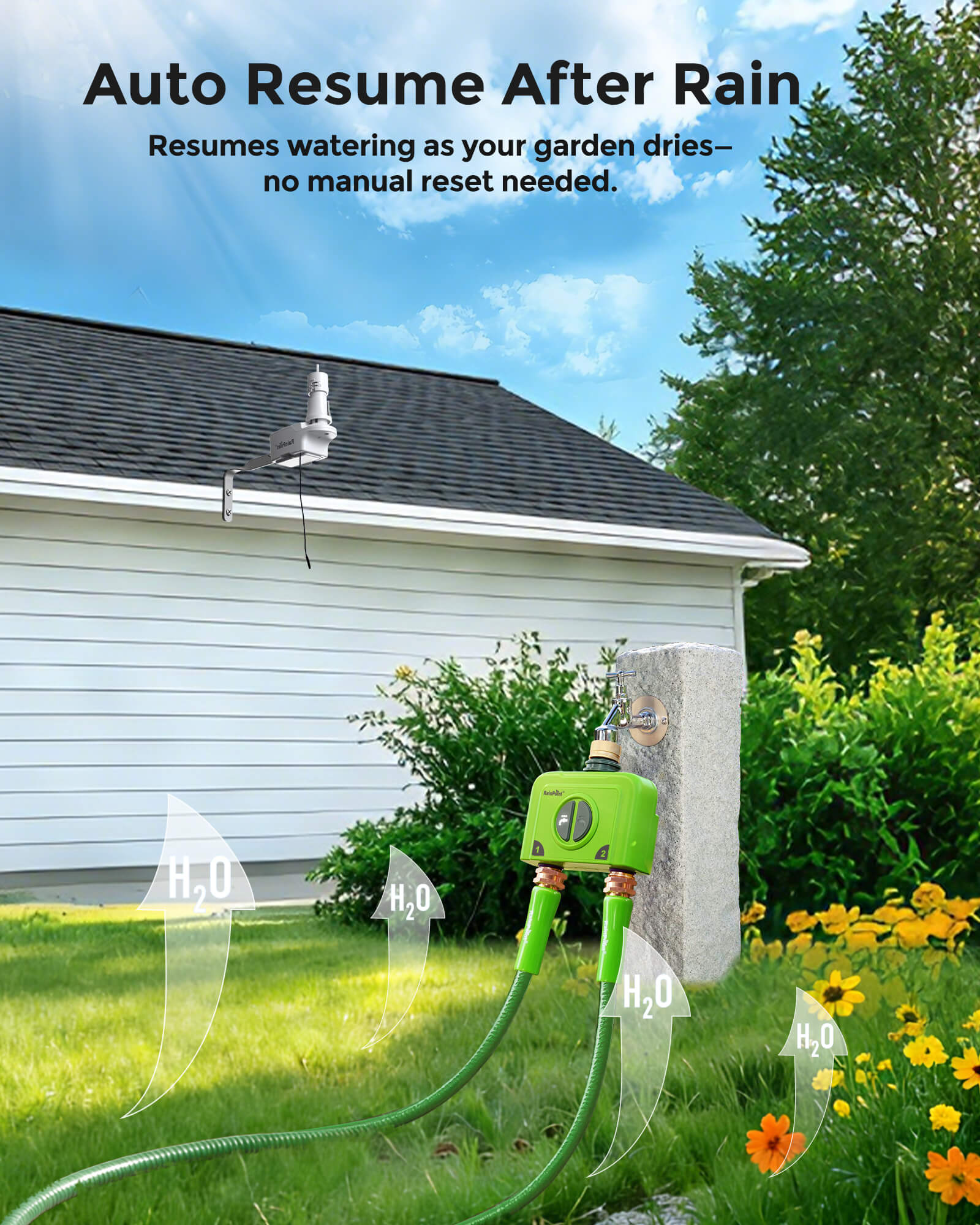 RainPoint irrigation rain sensor mounted outdoors